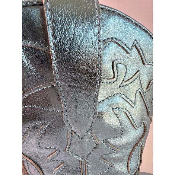 Dolce Vita Landen Western Boots Electric Blue Women's 8 Leather Mid Calf Pull On - Picture 10 of 13